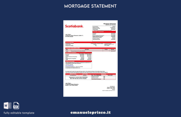stile verificato Modello di estratto conto ipotecario Irlanda Scotiabank in Word